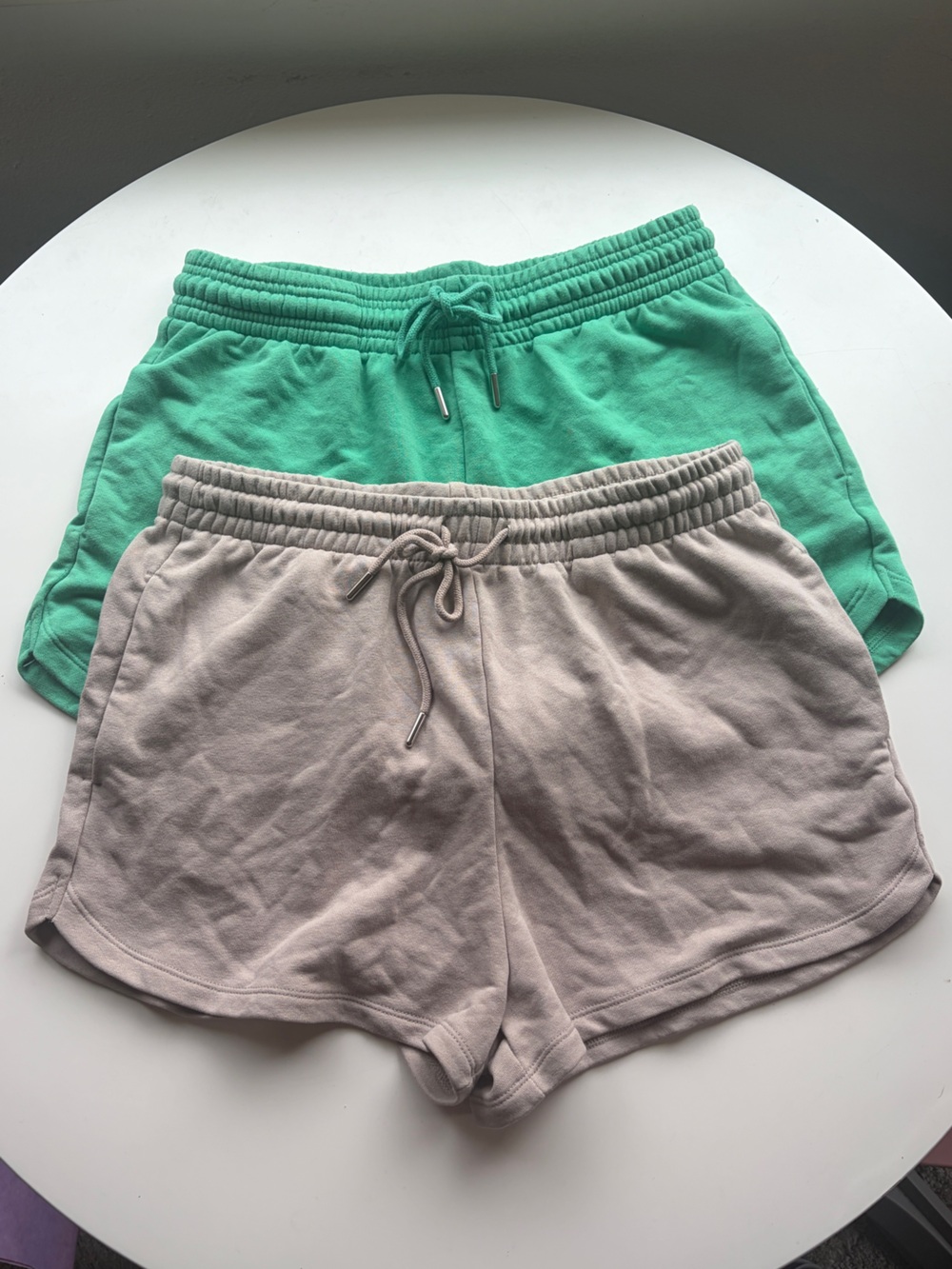 H&M Soft Sweatshorts, 2 Pairs! Light Beige and Green! Like New!